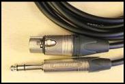 TRSFemale XLR
OUTIE
CANARE Star Quad Cable with One Tip Ring Sleeve 1/4 inch, One Female XLR Neutrik X series.
Commonly used to convert the output of a device.
Balanced Audio
